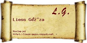 Liess Géza névjegykártya